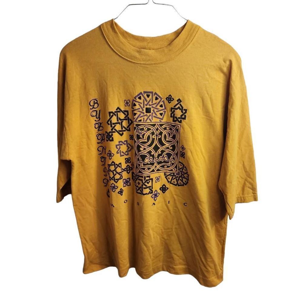 Vintage 80s Carlton Fashions Mosaic Gold Oversized Comfy T Shirt Size 2x